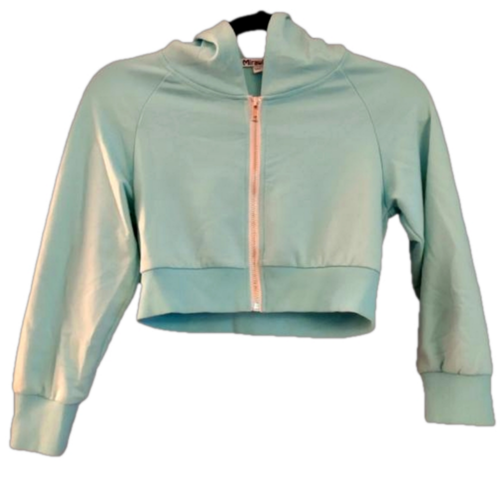 3/$30 Girls Mirawise Aqua Cropped Zip Up Hoodie 8-9y